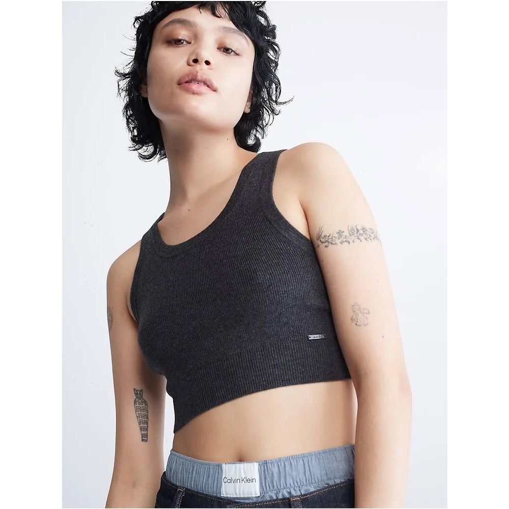 Calvin Klein NWT Sweater Lounge Tank Top Dark Grey Medium